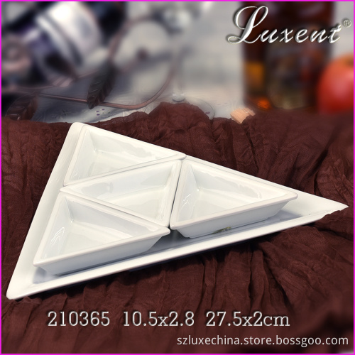Triangular porcelain dinner plate shallow plate dish plate for hotel